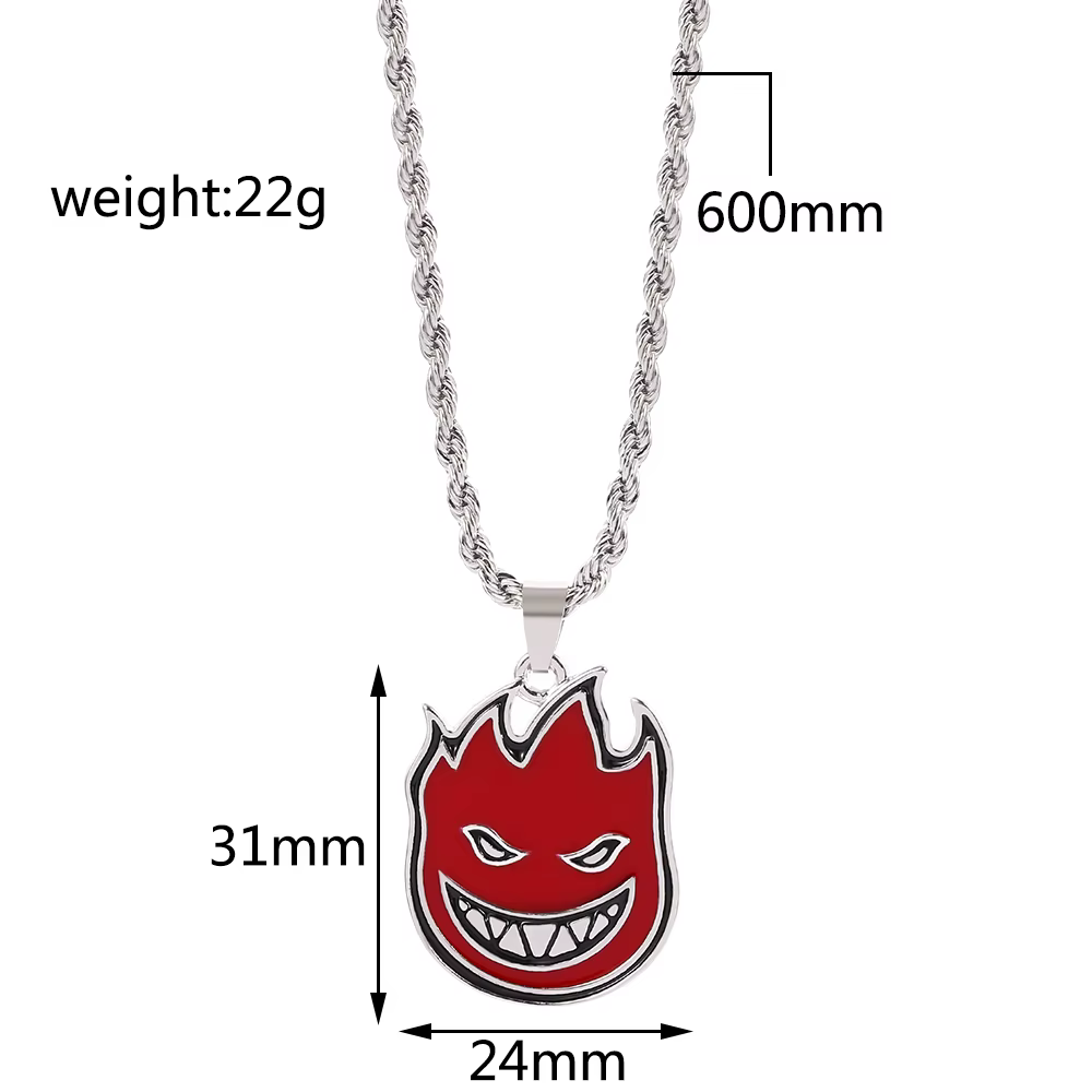 Collier Flamme Tendance Hip-Hop Style Urbain Européen et Américain, Bijou Accessoire pour Femmes et Hommes