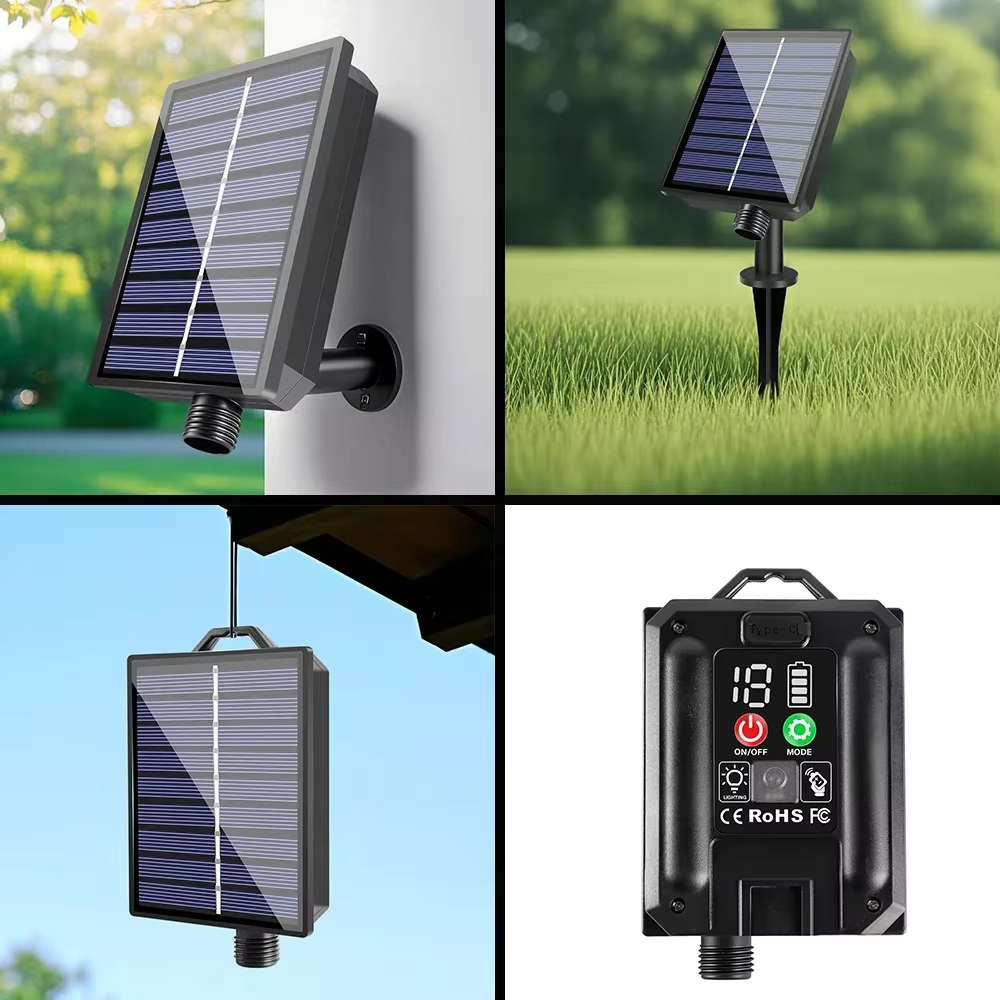 Guirlande solaire incassable pour l'extérieur, prise G40 E12, 1200mAh, étanche, éclairage d'extérieur, éclairage solaire pour la décoration