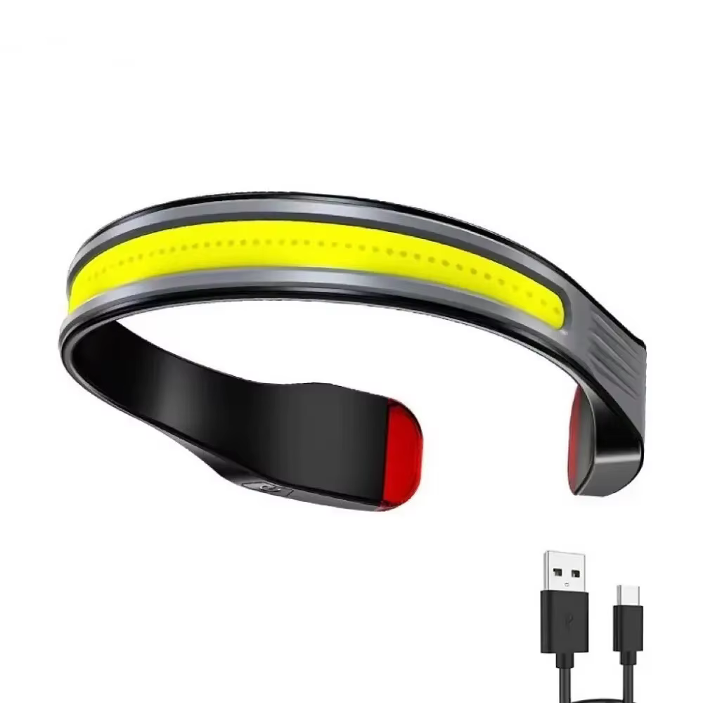 Lampe frontale Rechargeable 3 Modes d'éclairage COB avec feu rouge arrière