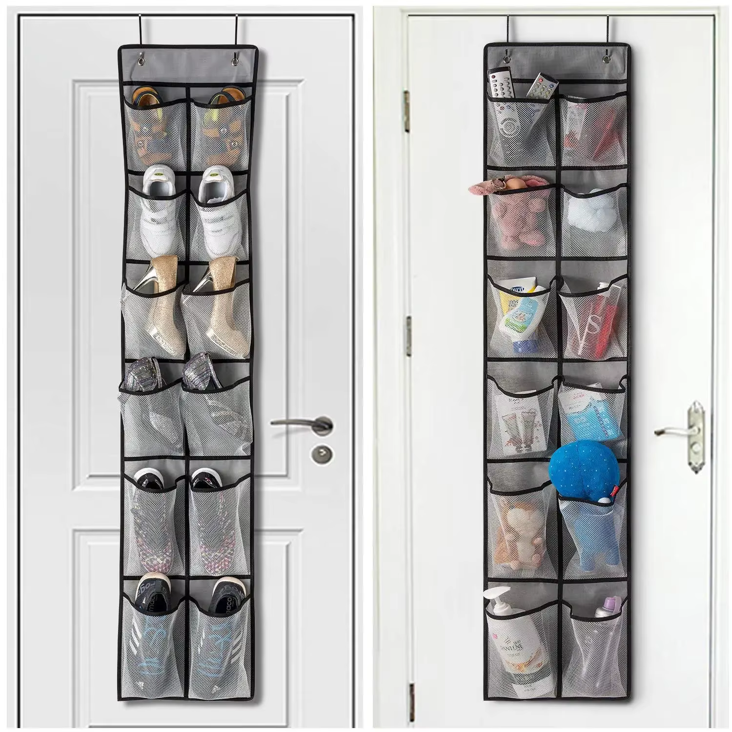Étagère à chaussures suspendue, organisateur de chaussures sur la porte, grandes poches en maille respirante, organisateur de pantoufles, rangement de chaussures, 12/14