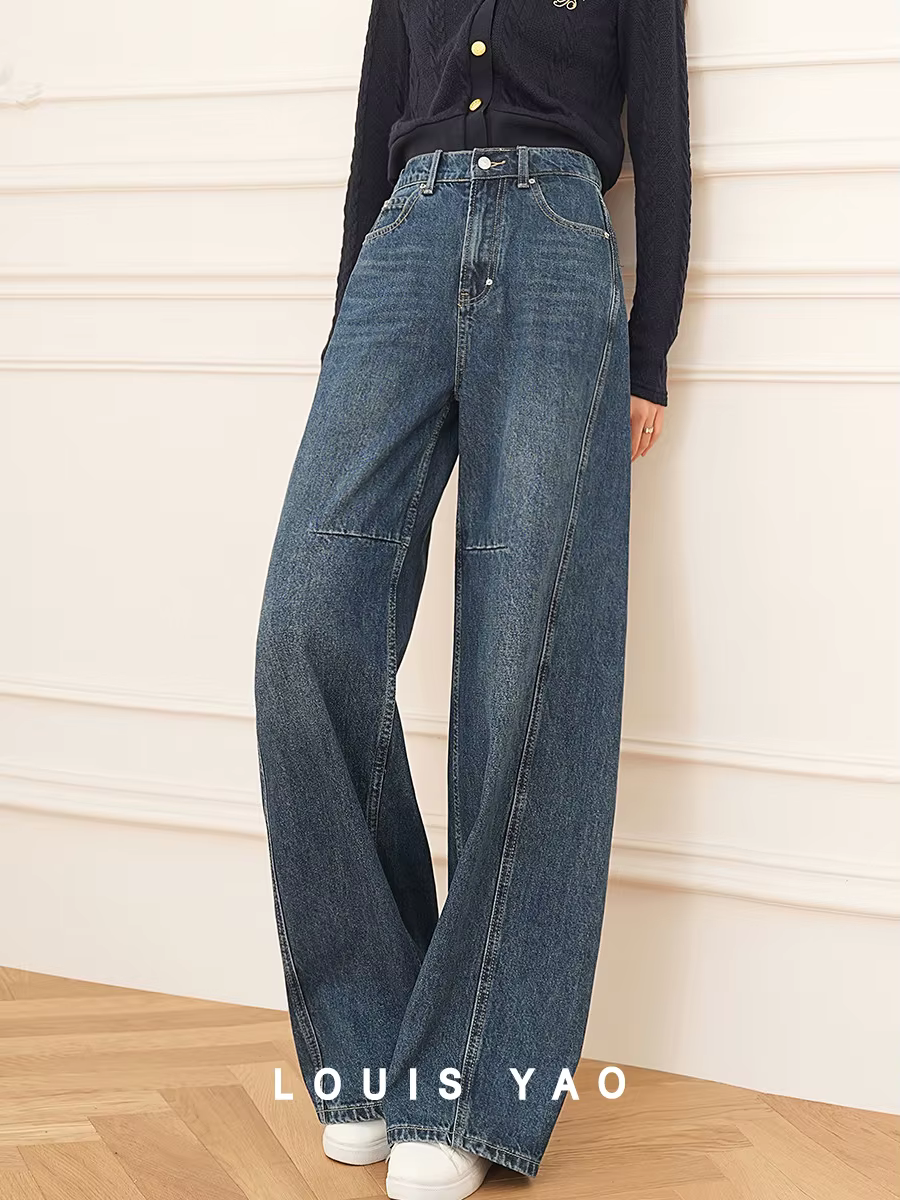 Modiis Yao-Jean baggy taille haute pour femme, pantalon en denim polyvalent, droit, adt, jambe large, mode rétro, décontracté, hiver, 2023