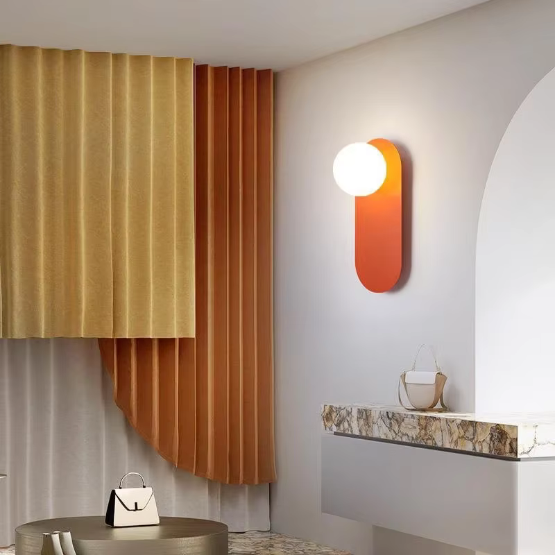 Applique Murale LED en Verre Orange au Design Nordique Minimaliste
