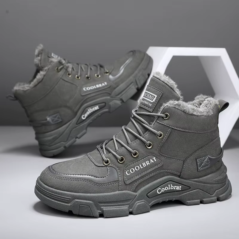 Bottes pour hommes : bottines de ski classiques élégantes pour randonnée en plein air, alpinisme et voyage, bottes de neige épaisses doublées de polaire