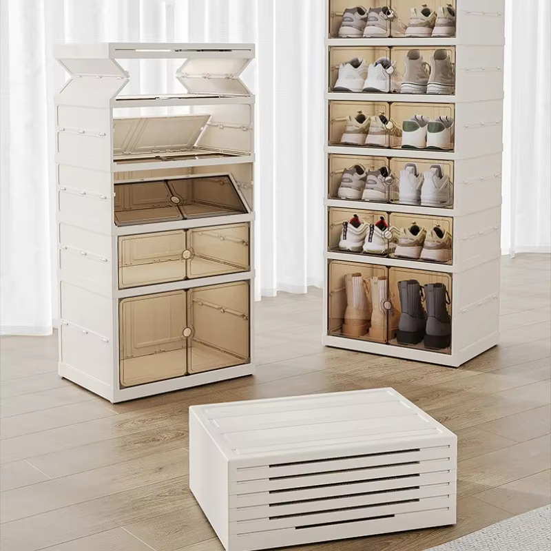 Armoire à chaussures anti-poussière pour la maison, aucune installation requise, boîte à chaussures pliante transparente pliable, boîte de rangement de chaussures de grande capacité