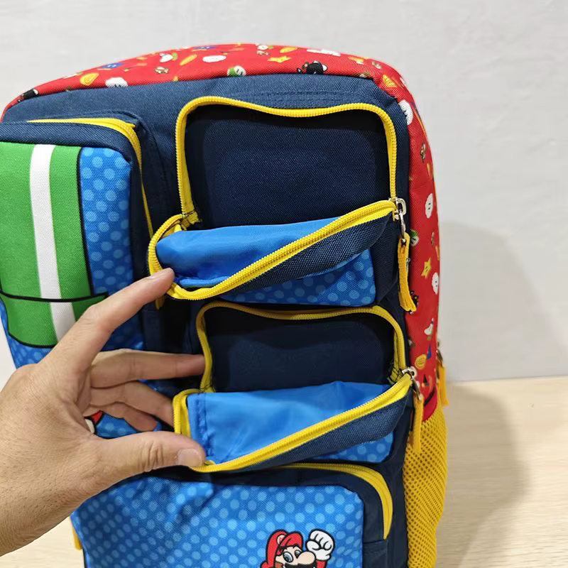 Sac à dos Mario de dessin animé, cartable mignon pour enfants, grande capacité, sac de voyage multi-poches, cadeaux d'anniversaire pour étudiants