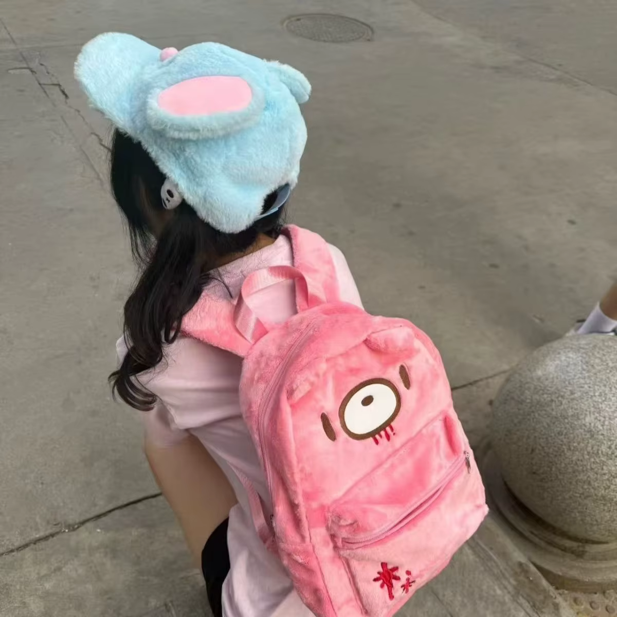Sac à dos ours violenté sombre, mignon dessin animé japonais, sac à dos de grande capacité pour filles et étudiants, cartable décontracté à usage quotidien