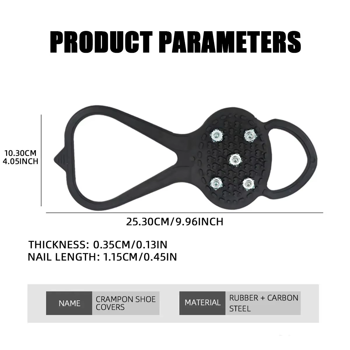 1 paire 5 goujons anti-dérapant glace neige Camping chaussures de marche bottes de sécurité d'hiver Crampons d'escalade professionnels universels