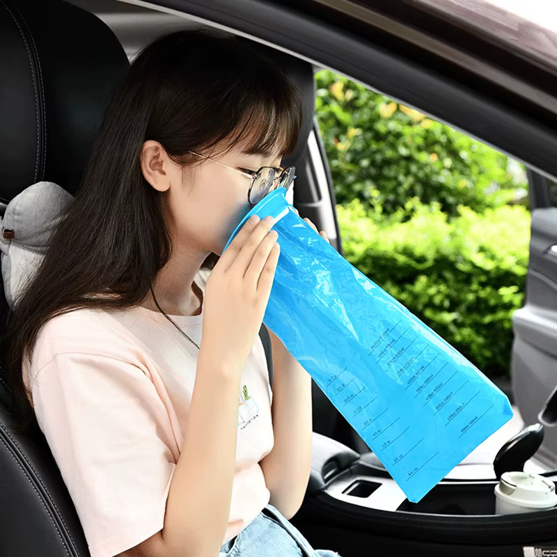 Sac à vomir jetable de 1000 ml, portable, pour voyage, voiture, avion, mal des transports, nausées, grossesse, urgence, sac de nettoyage pour vomissures