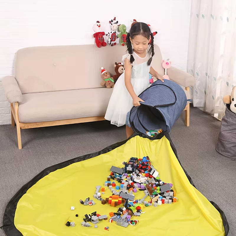 Blocs de construction de stockage de jouets Lego, sac de rangement de poupée pour enfants, grand seau de rangement rapide détachable pour tapis de jeu