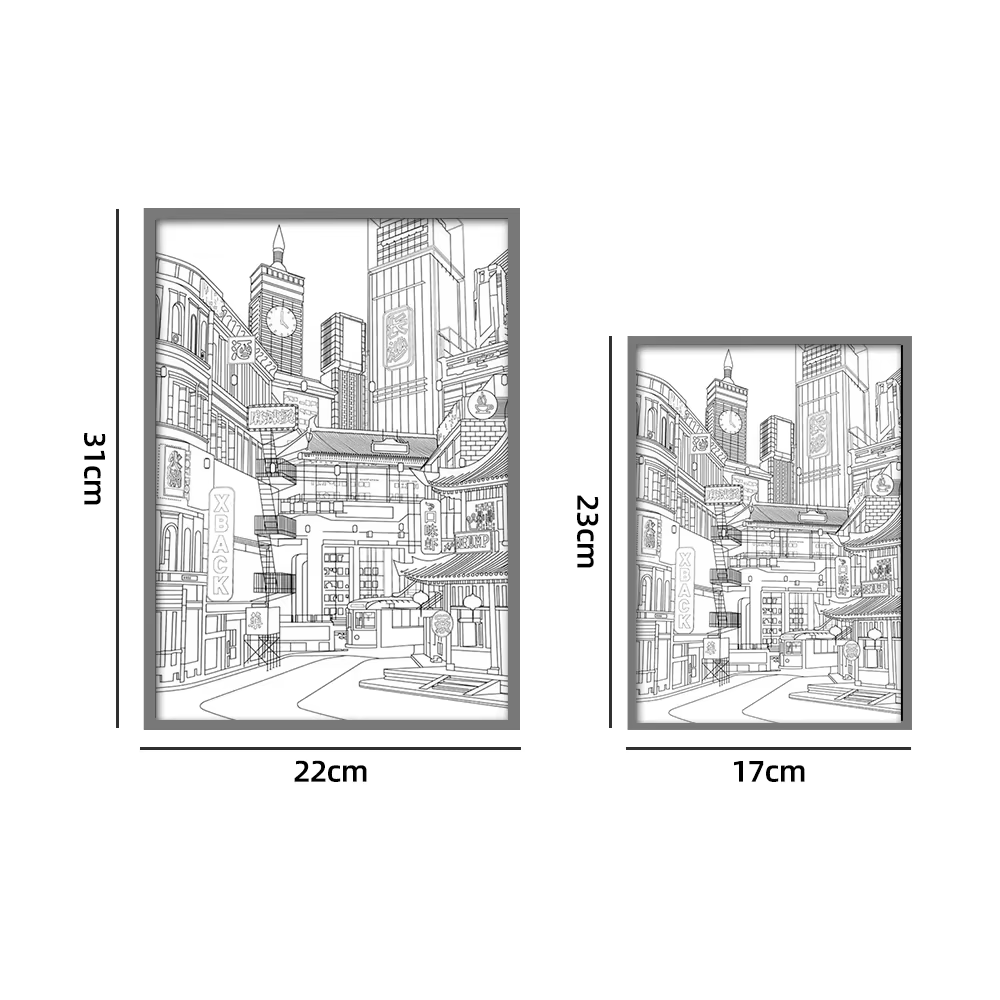 Lampe LED Anime Paysage Urbain Nocturne, Peinture Lumineuse HD à Cadre Fin, Prise USB, Intensité Réglable, Décoration Romantique pour la Maison