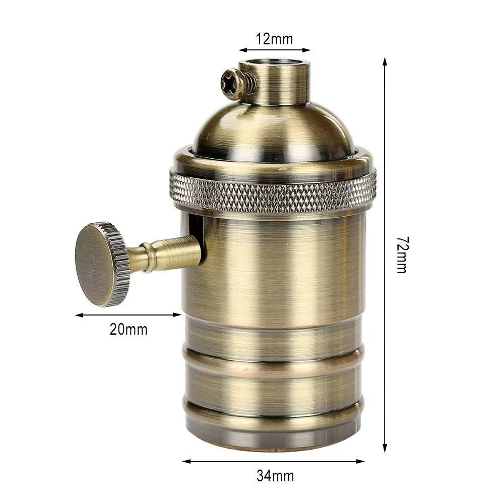 Douille de lampe rétro en cuivre avec interrupteur E26 E27 Edison