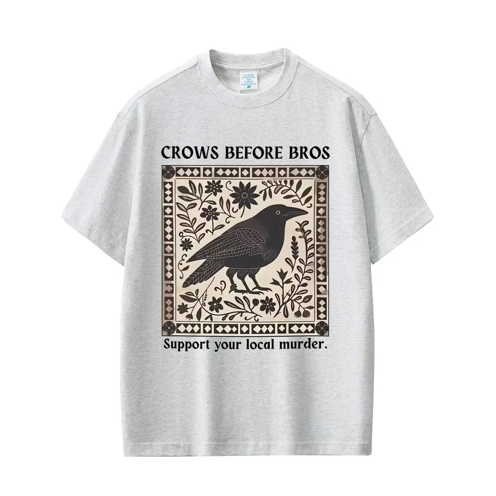 Crows Before Bros T-shirt drôle Meme Unique oiseau Nature T-shirt décontracté Vintage T-shirts surdimensionnés