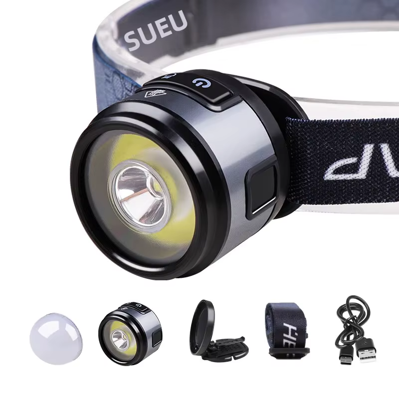 Lampe frontale multifonctionnelle XPG + COB avec crochet magnétique