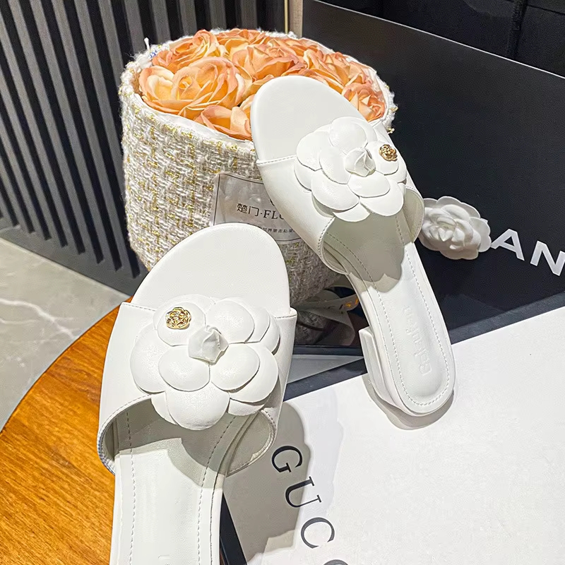 Pantoufles Antidérapantes à Talons Bas pour Femme, Tongs Ouvertes, Chaussures d'Été, Maison et Extérieur