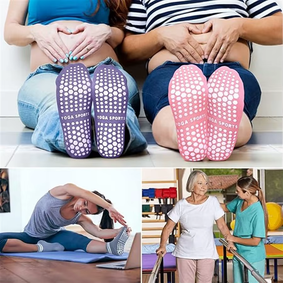 Chaussettes coordonnantes pour femmes, chaussettes de yoga, pilates, à double bande, pour l'entraînement, le ballet, l'athlétisme