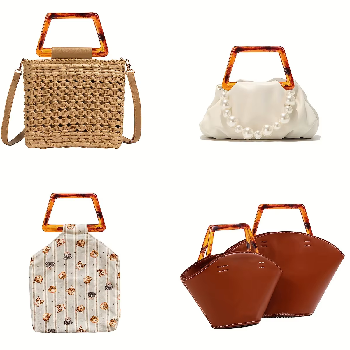 Poignées décoratives pour sacs à main, poignée de poignet, adaptées à la fabrication de sacs et de portefeuilles DIY (semi-circulaires, circulaires)