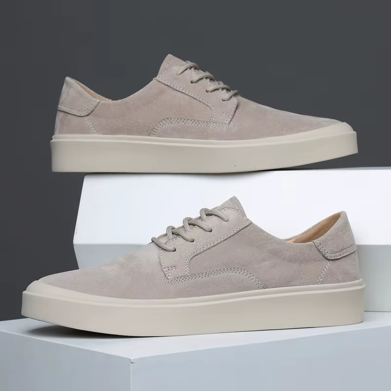 Baskets décontractées en cuir suédé beige pour hommes, chaussures à plateforme confortables, respirantes et légères, pour le quotidien et l'extérieur, tailles 38-44