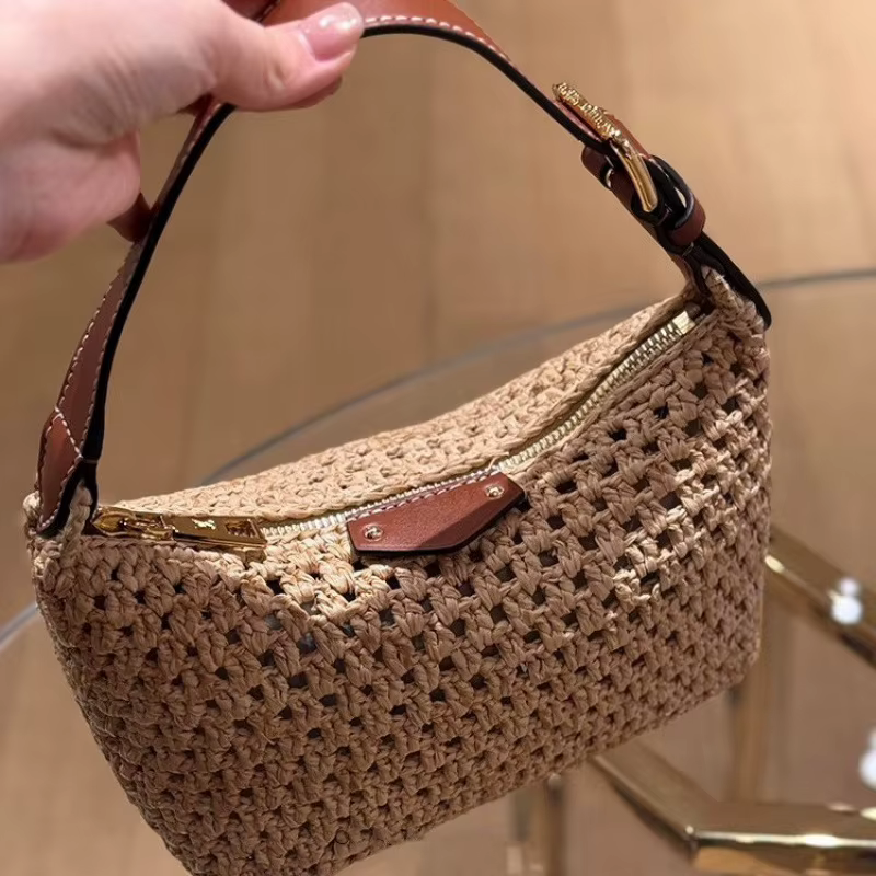Sac à bandoulière pour femme en tricot épaissi à motif treillis