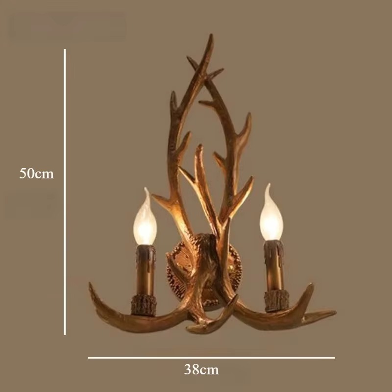 Sensation de bois résine décorative mur LED lampe applique cerf corne bois rétro blanc cerf applique lumière LED branche d'arbre