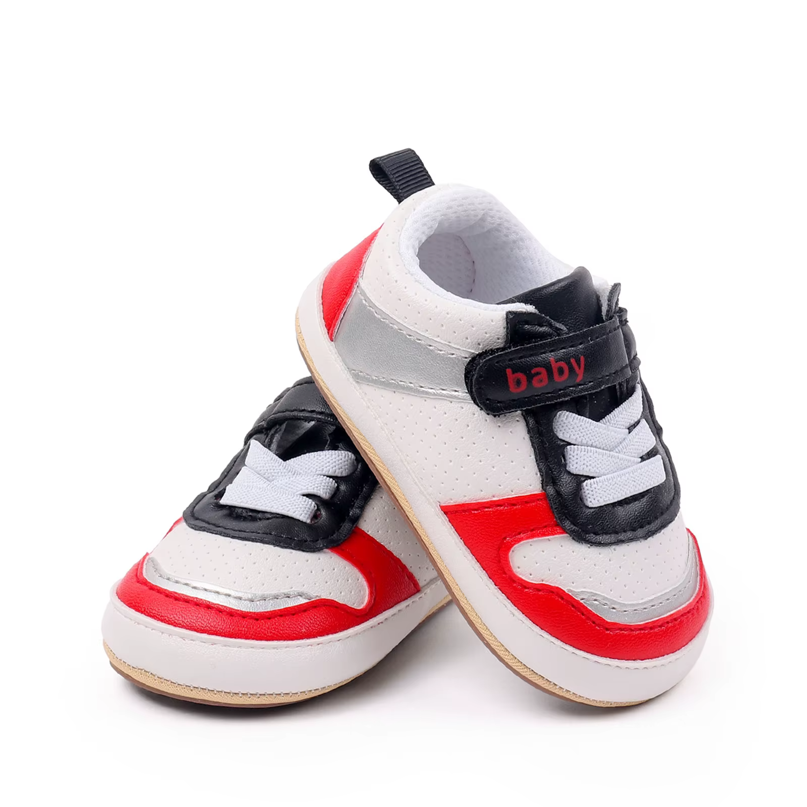 Baskets à paillettes de couleur contrastée pour bébés garçons et filles, chaussures plates à semelle souple, antidérapantes, chaussures de première marche pour nouveau-nés