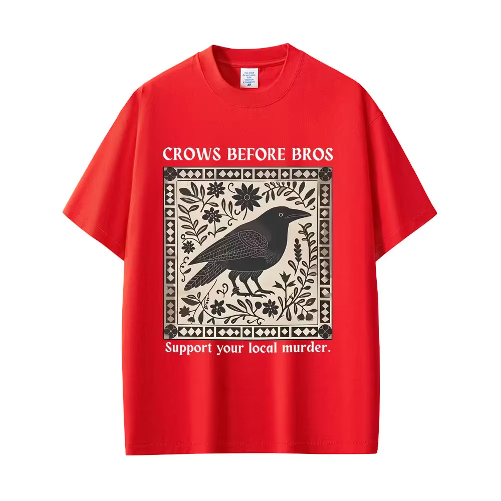 Crows Before Bros T-shirt drôle Meme Unique oiseau Nature T-shirt décontracté Vintage T-shirts surdimensionnés