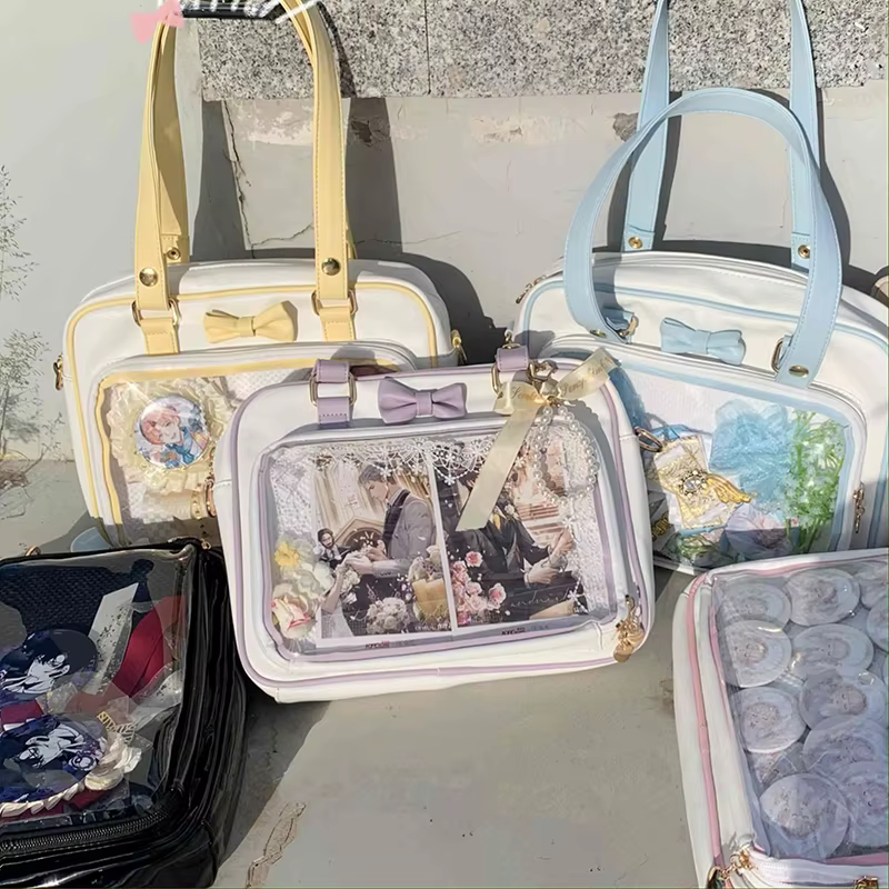 Y2K mignon nœud Ita sac fille Transparent sac de messager femmes mode épaule sac à bandoulière Ladys bricolage Badge sac fourre-tout Lolita sac à main