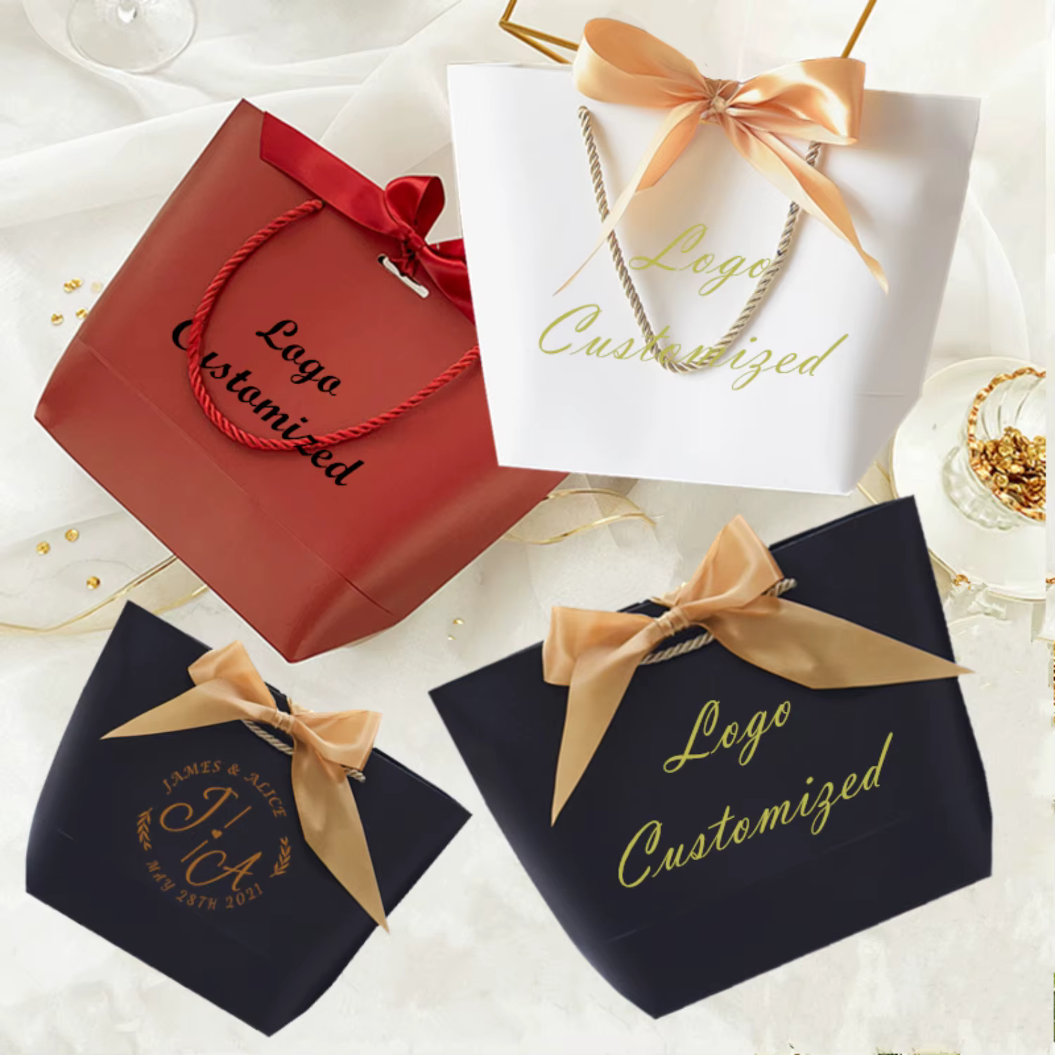10 sacs cadeaux en papier kraft pour perruques