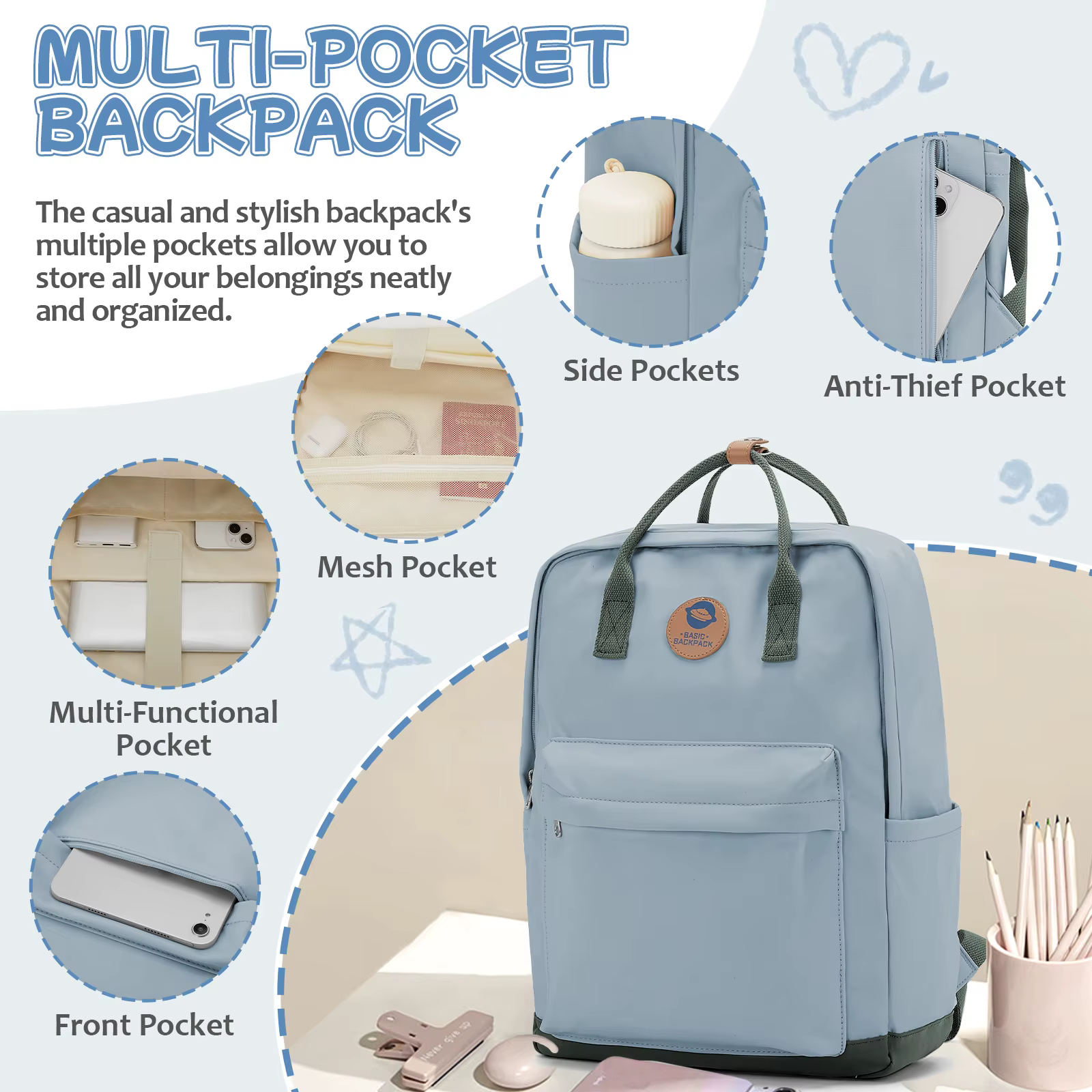 Sacs à dos scolaires pour filles, sacs d'école mignons pour adolescentes, sacs à dos pour femmes, sac à bandoulière décontracté, sac à dos pour ordinateur portable, sac de voyage