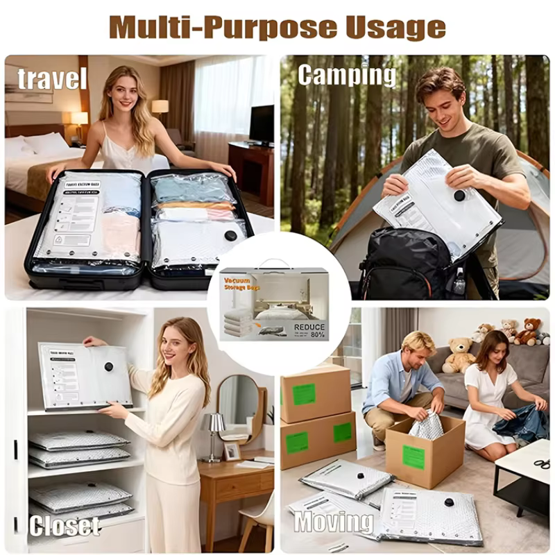 Ensemble de sacs de compression sans fil pour voyage avec pompe à air rechargeable pour vêtements