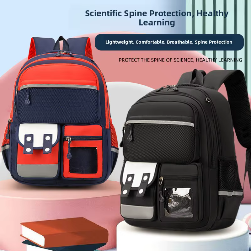 Nouveau Sac à Dos Scolaire Maternelle Dessin Animé Grande Capacité Double Bretelles Protection de la Colonne Vertébrale Réduction de la Charge Nylon Imperméable Unisexe