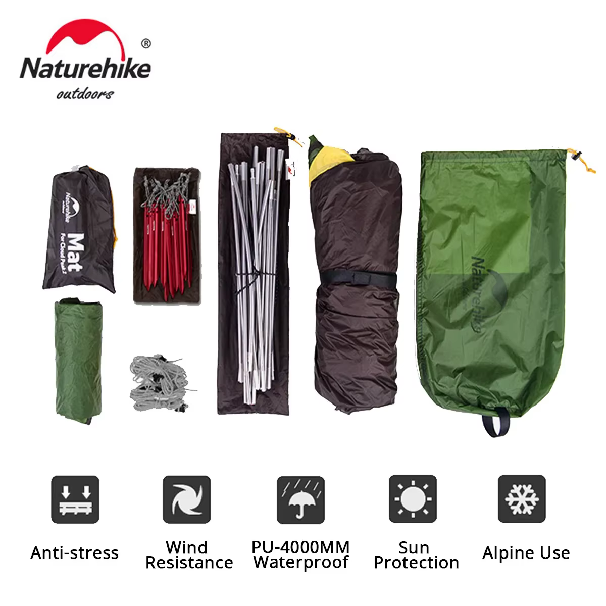 Natureifa-Tente de camping Cloud Patricia 2 personnes, ultralégère, portable, 4 saisons, étanche, fermeture éclair en T, double couche, trekking, randonnée