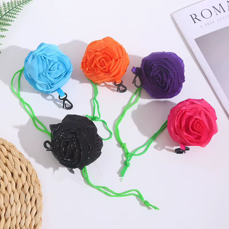 Sac de courses pliable à fleurs de roses, fourre-tout Portable de grande capacité, léger et Durable, sac à main de voyage, pochette de rangement