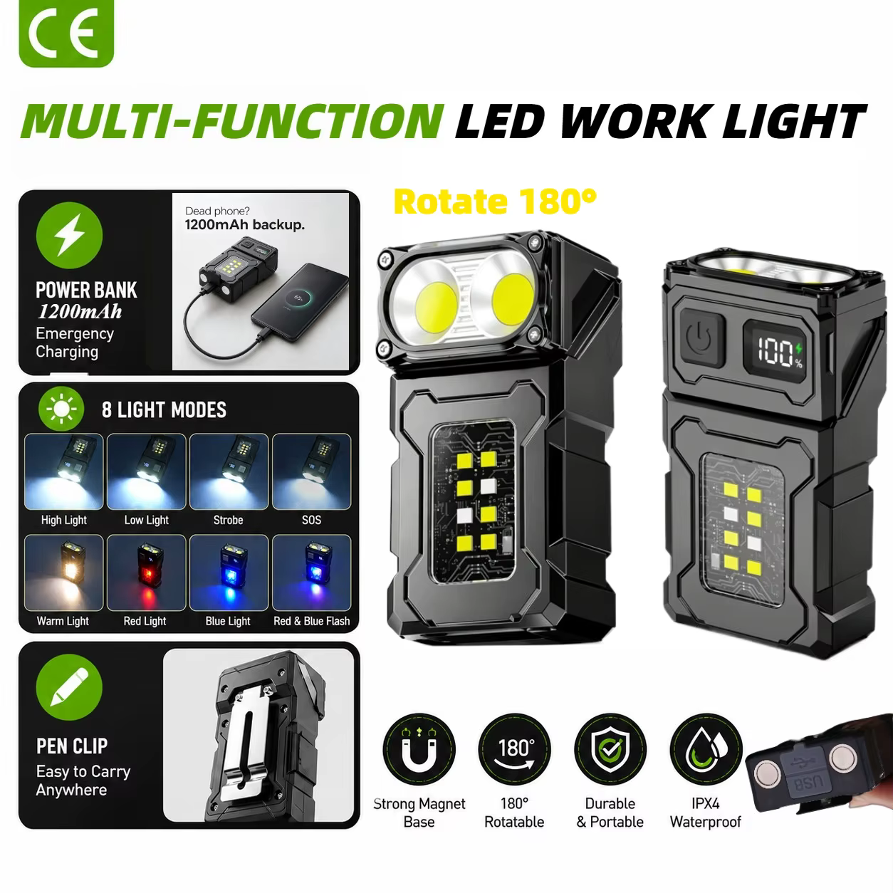 Lampe de travail tactique portable