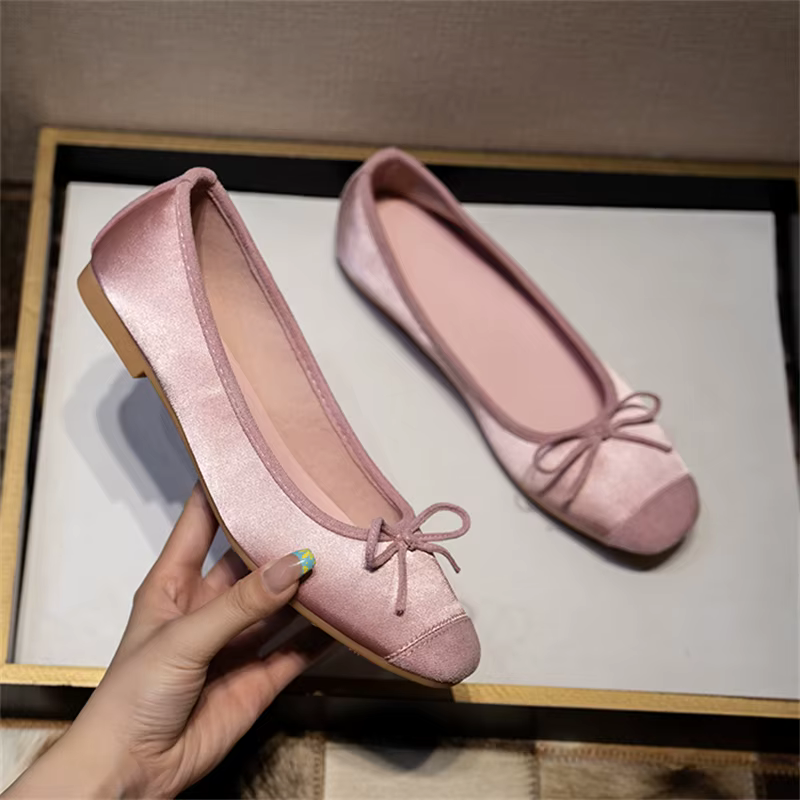 Ballerines respirantes pour femmes, ballerines, mocassins à enfiler, carré, Parker, nœud papillon, chaussures plates décontractées, été, automne