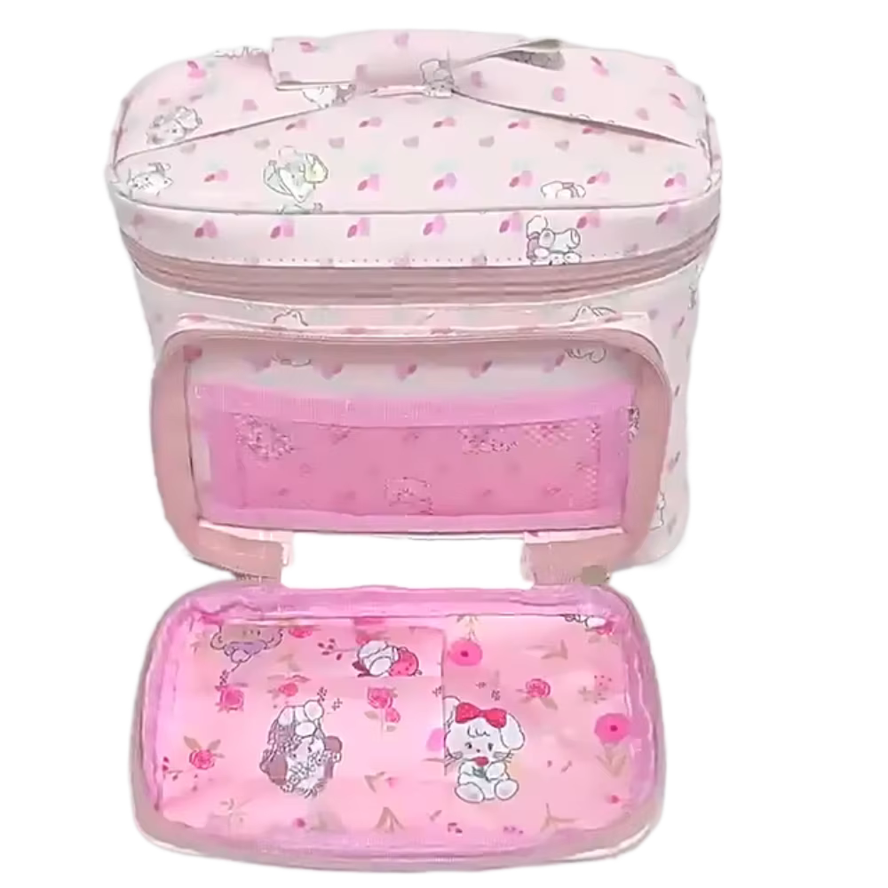 Kawaii Mikko Joint – sac à cosmétiques avec nœud Double couche, mignon cœur Girly, sac de rangement de grande capacité, sac à main cadeau pour filles, nouvelle collection 2023