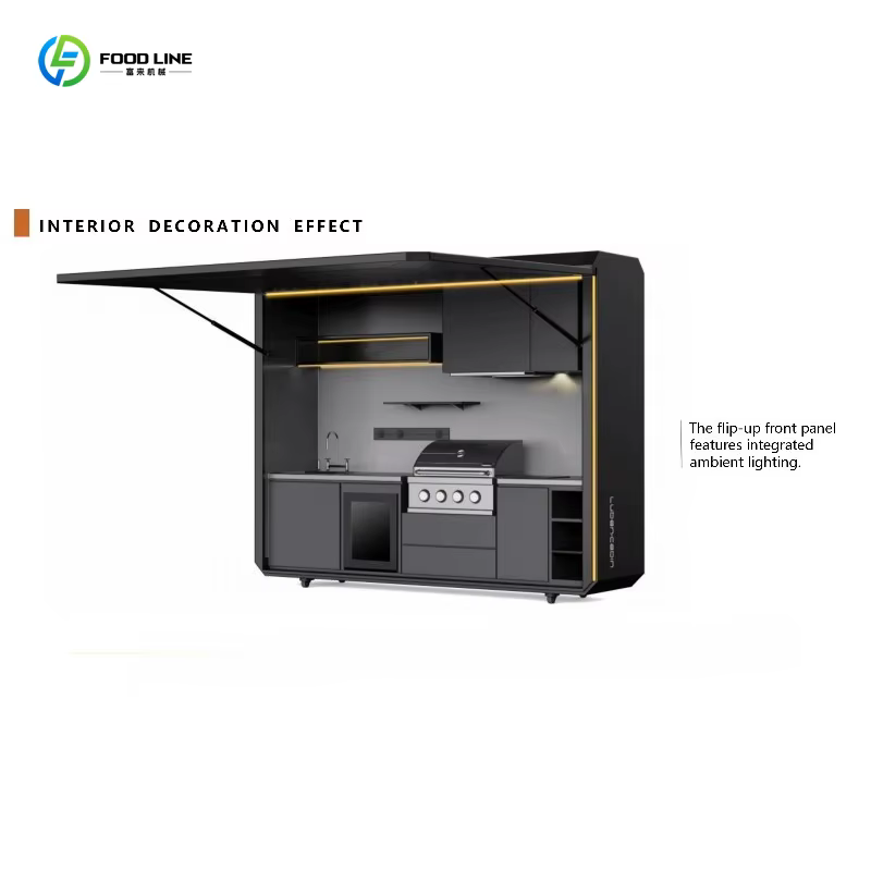 Cuisine de camping extérieure modulaire moderne personnalisée de qualité supérieure, installation facile avec évier et réfrigérateur pour le jardin