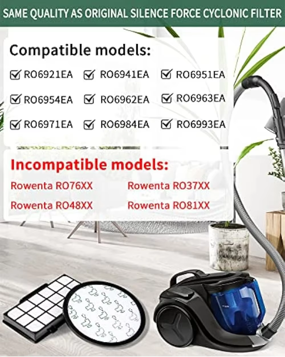 Filtre pour aspirateur Rowenta x-trem Power Cyclonic/Silence Force Cyclonic ZR006001 RO69xx RO72xx RO6924EA RO6931EA RO7266EA