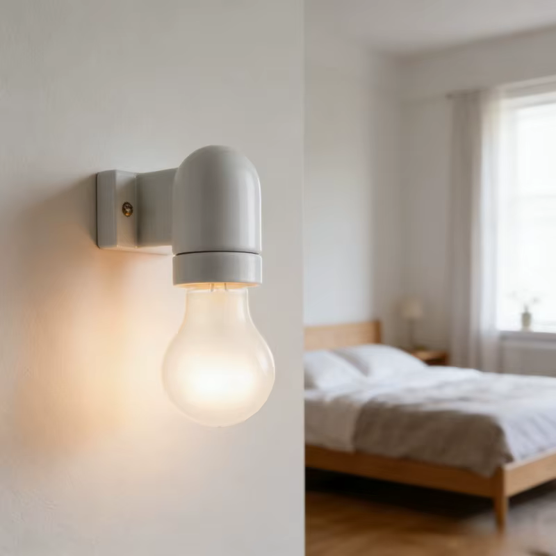 Lampe murale vintage en céramique E27 - Support d'ampoule rétro industriel