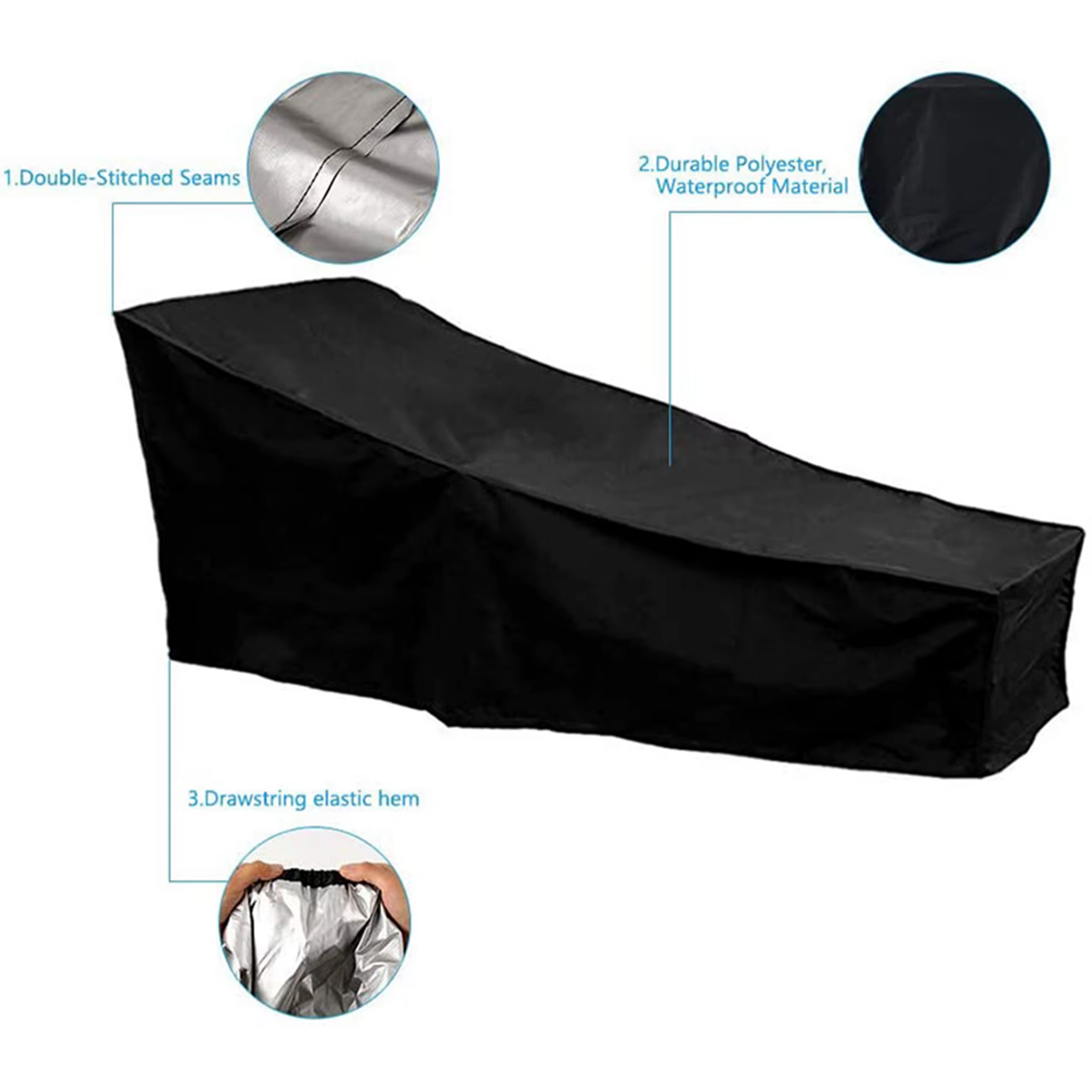 2 Pack housse de chaise longue extérieure