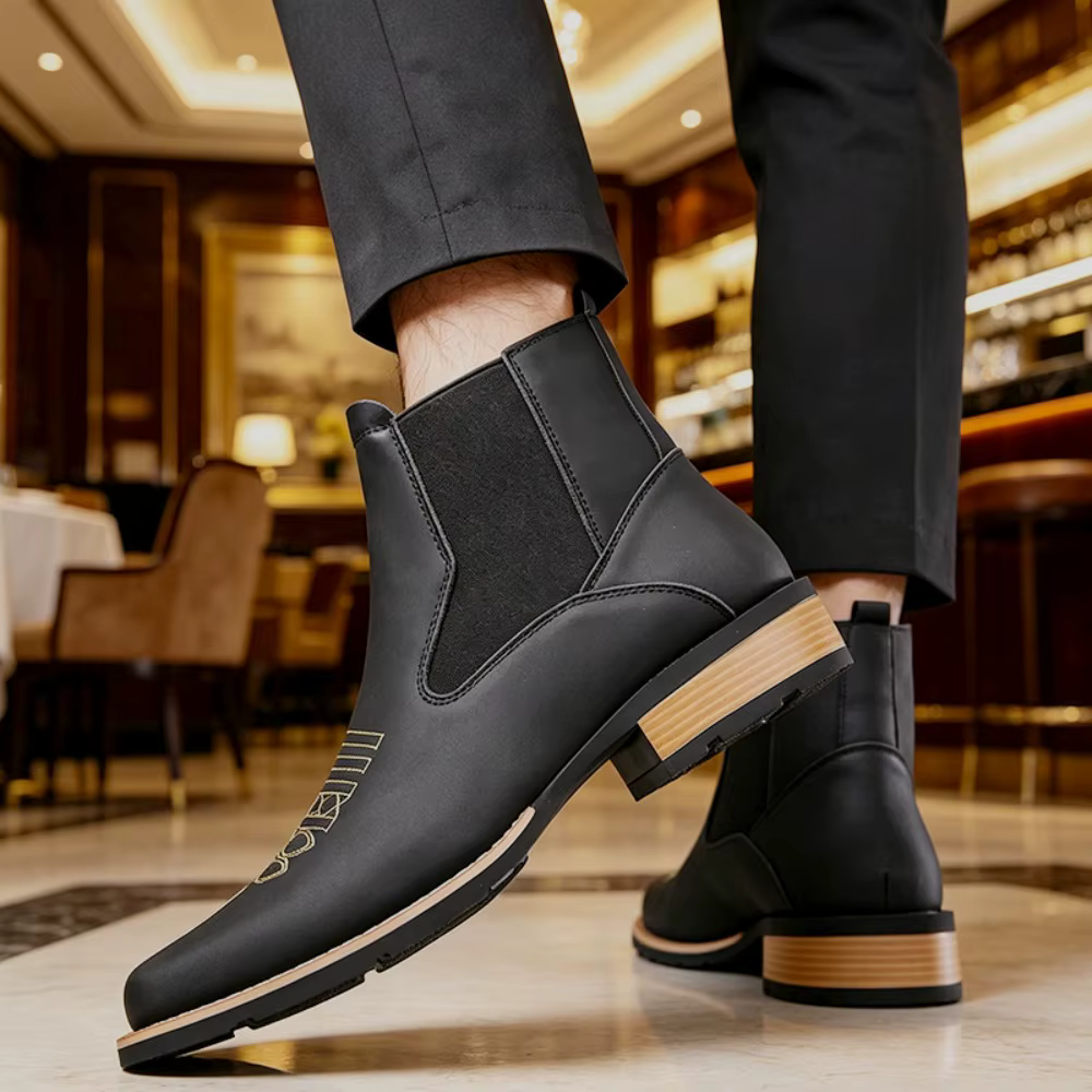 Bottes Chelsea pour hommes, bottes en cuir décontractées de haute qualité, bottes rétro à la cheville pour hommes, bottes de cowboy brodées, Botas Masculinas
