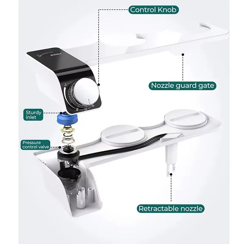 1 ensemble de Bidet Portable pour femmes, fixation de toilette autonettoyante avec pulvérisateur Non électrique, accessoires hygiéniques de salle de bains