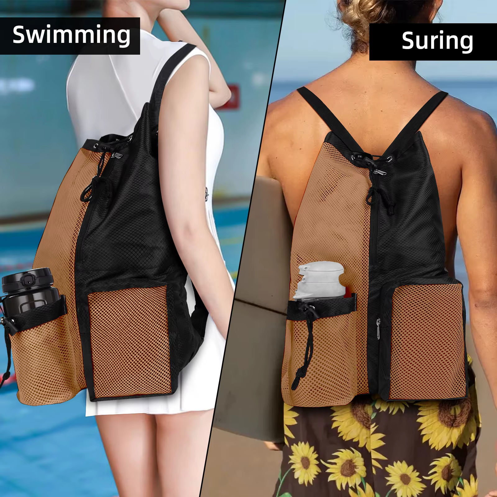 Sac à dos de natation à séchage rapide avec cordon de serrage