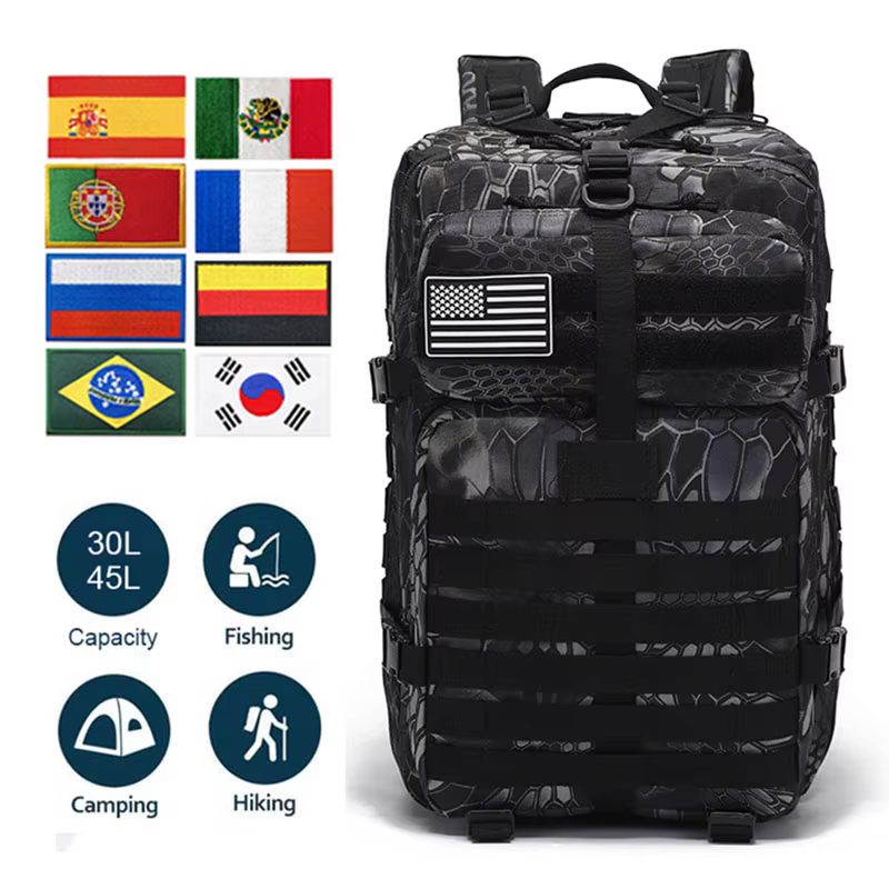 50L 30L noir Python sac à dos tactique hommes femmes en plein air Camouflage sac à dos cyclisme randonnée chasse sac sport armée 3P sac à dos