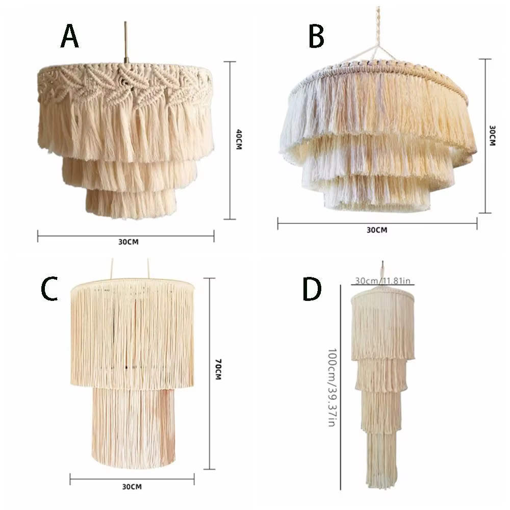 Abat-jour en macramé tissé à la main