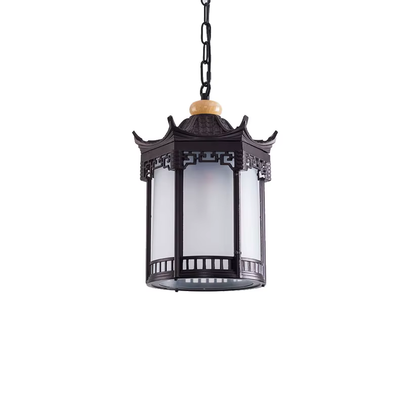 Lustre vintage en verre, suspension extérieure en forme de boule, lampe suspendue pour balcon, étanche, en aluminium, ampoule E27, pour jardin et loft