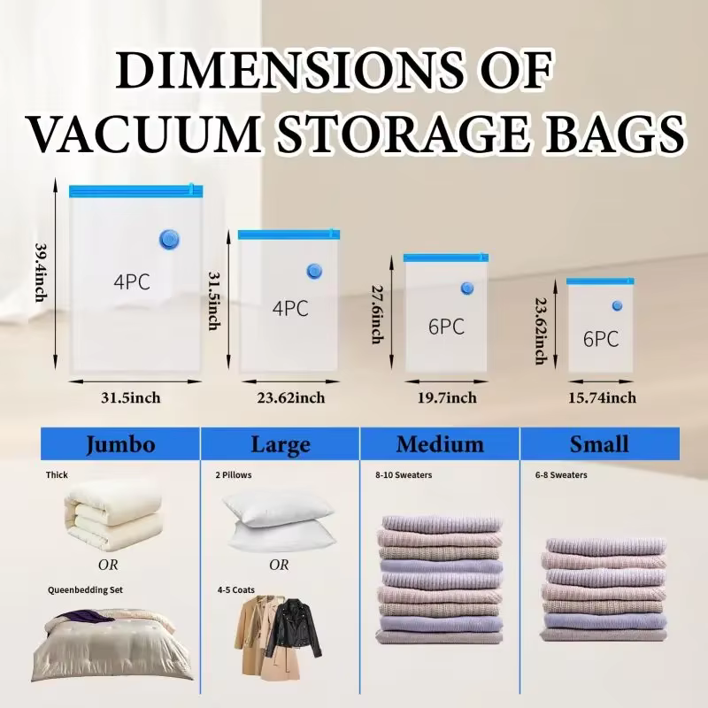 Sacs de rangement sous vide 5 pièces ou 1 pompe