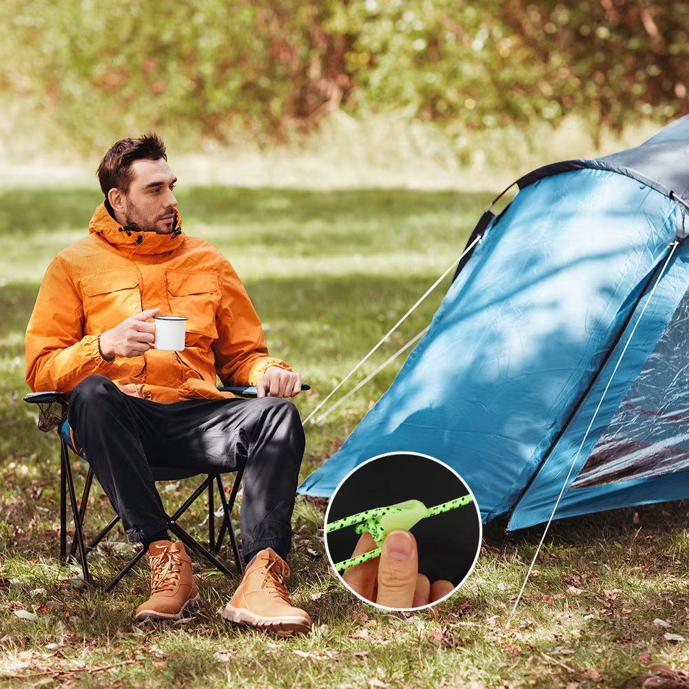 Boucle lumineuse pour corde de tente de camping en extérieur