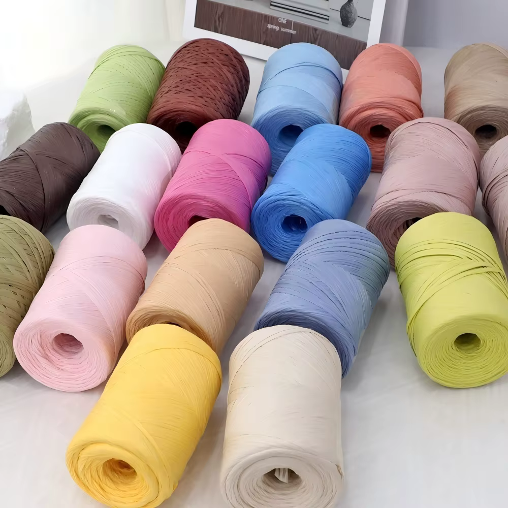 Offre Spéciale : Fil de raphia pour chapeau d'été au crochet, 31 couleurs, pour sacs tricotés DIY, fil tressé pour paille, artisanat fait main, tissage, ficelle de raphia