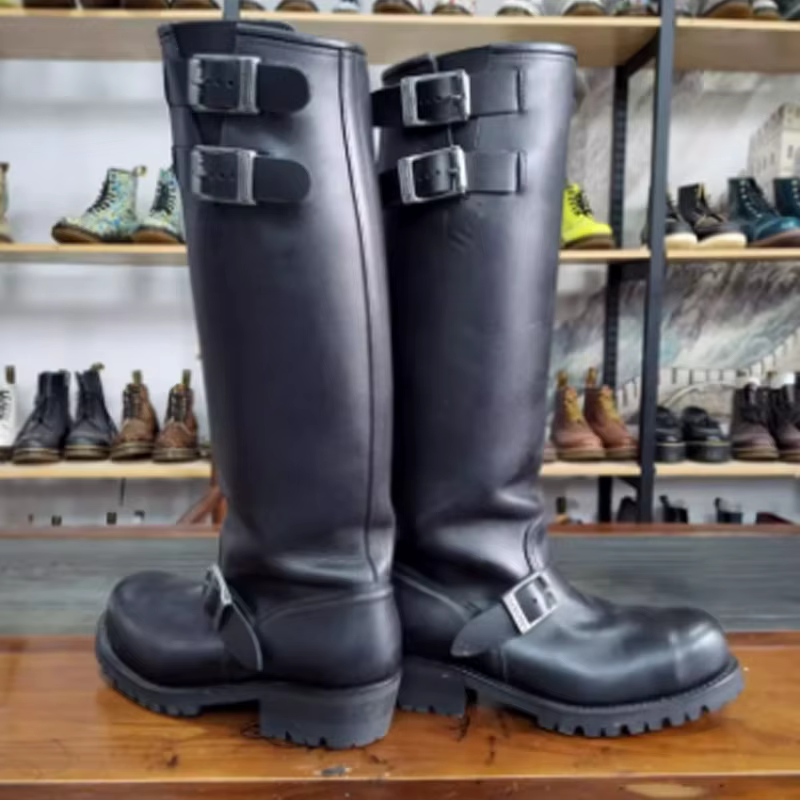 Bottes montantes noires à boucles pour hommes