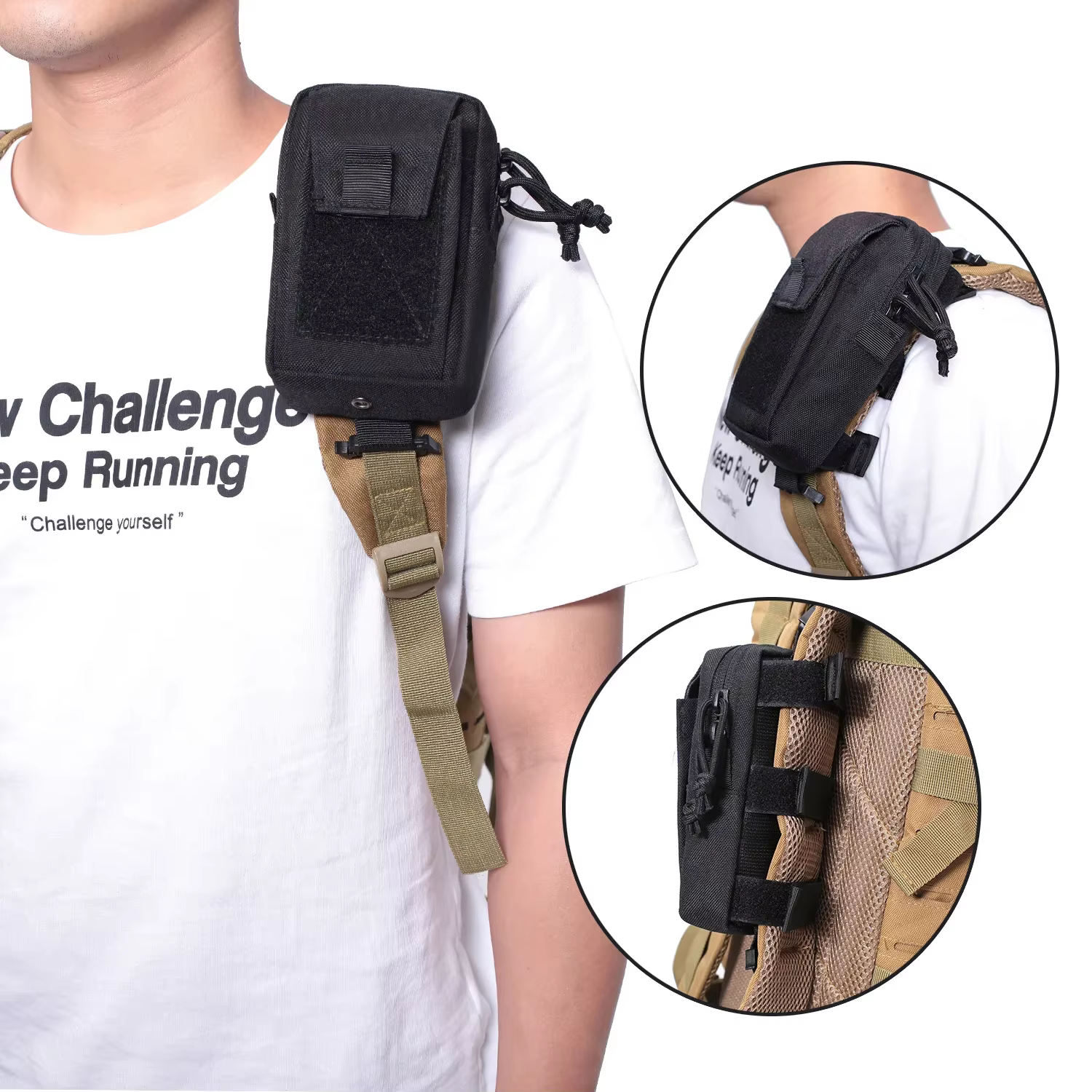 Molle sac à dos sangle sac support pour téléphone Sports de plein air course Camping randonnée chasse accessoires organisateur EDC outil taille pochette